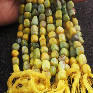 1 Strand Green&Yellow  Opal Smooth Tumble Shape Beads,  Plain Nuggets Gemstone Beads 11mmx8mm-13mmx9mm 13 Inches BR02827 - Tucson Beads