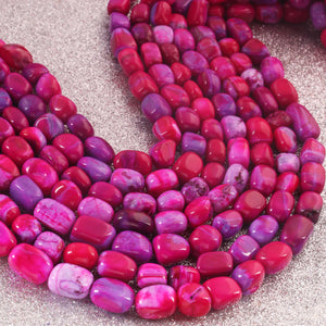 1 Strand Hot Pink Opal Smooth Tumble Shape Beads,  Plain Nuggets Gemstone Beads 8mmx7mm-14mmx8mm 13 Inches BR02840 - Tucson Beads