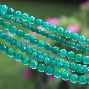 1 Strand Green Onyx Faceted Ball Beads-  Round Ball Beads 4mm-7mm 10 Inches BR516 - Tucson Beads