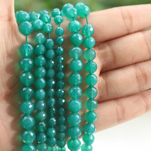 1 Strand Green Onyx Faceted Ball Beads-  Round Ball Beads 4mm-7mm 10 Inches BR516 - Tucson Beads