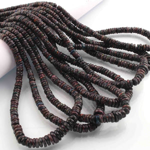 1 Long Strand Black Ethiopian Welo Opal Faceted Heishi Briolettes - Wheel Beads - 4mm-10mm - 16 Inches BR01300 - Tucson Beads