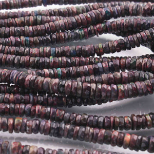 1 Long Strand Black Ethiopian Welo Opal Faceted Heishi Briolettes - Wheel Beads - 4mm-10mm - 16 Inches BR01300 - Tucson Beads