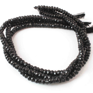 1 Strand Black Onyx Faceted Briolettes  -Roundelles Round Wheels Shape Beads Briolettes  6mm - 12.5 inches BR3286 - Tucson Beads