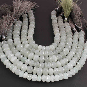 1  Strand Grey Moonstone  Faceted Rondelles - Round Shape Rondelles - 8mm-11mm 8 Inches BR02141 - Tucson Beads