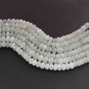 1  Strand Grey Moonstone  Faceted Rondelles - Round Shape Rondelles - 8mm-11mm 8 Inches BR02141 - Tucson Beads