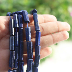 1 Long Strand Lapis Faceted Briolettes - Tube Shape  Briolettes -44mm-6mm - 14 Inches BR520 - Tucson Beads