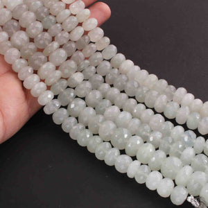 1  Strand Grey Moonstone  Faceted Rondelles - Round Shape Rondelles - 8mm-11mm 8 Inches BR02141 - Tucson Beads