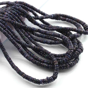 1 Long Strand  Black Ethiopian Welo Opal Faceted Heishi Briolettes - Wheel Beads - 4mm-11mm - 16 Inches BR01299 - Tucson Beads