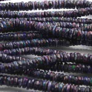 1 Long Strand  Black Ethiopian Welo Opal Faceted Heishi Briolettes - Wheel Beads - 4mm-11mm - 16 Inches BR01299 - Tucson Beads