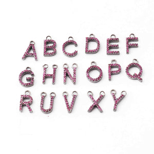 1 Pc Ruby 925 Sterling Silver Alphabet "A to Z" Letter Charm Pendant PDC873 - Tucson Beads