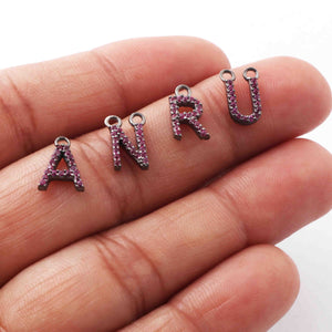 1 Pc Ruby 925 Sterling Silver Alphabet "A to Z" Letter Charm Pendant PDC873 - Tucson Beads