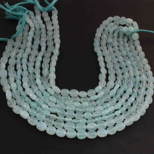 1 Long Strand Aqua Chalcedony  Smooth Briolettes -Oval Shape Briolettes - 7mmx6mm-9mmx7mm - 12.5 Inches BR02148 - Tucson Beads