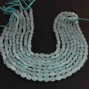 1 Long Strand Aqua Chalcedony  Smooth Briolettes -Oval Shape Briolettes - 7mmx6mm-9mmx7mm - 12.5 Inches BR02148 - Tucson Beads