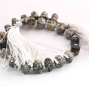 1 Strand Green Jasper Faceted Briolettes - Fancy Shape Briolettes -7mmx10mm-7mmx8mm -9 Inches BR01592 - Tucson Beads