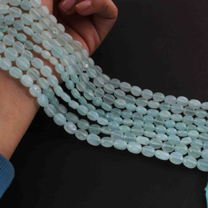 1 Long Strand Aqua Chalcedony  Smooth Briolettes -Oval Shape Briolettes - 7mmx6mm-9mmx7mm - 12.5 Inches BR02148 - Tucson Beads