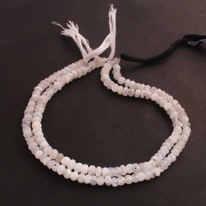 1 Strand White Rainbow Moonstone  Faceted Rondelles - Rondelles Beads 5mm-6mm 10 Inches BR264 - Tucson Beads