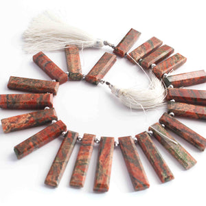 1  Strand  Unakite Faceted Briolettes -Rectangle Shape  Briolettes  18mmx7mm-32mmx6mm 9 Inches BR1176 - Tucson Beads