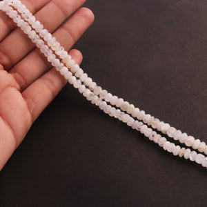 1 Strand White Rainbow Moonstone  Faceted Rondelles - Rondelles Beads 5mm-6mm 10 Inches BR264 - Tucson Beads