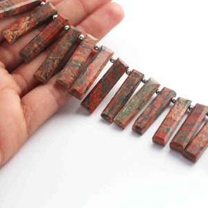 1  Strand  Unakite Faceted Briolettes -Rectangle Shape  Briolettes  18mmx7mm-32mmx6mm 9 Inches BR1176 - Tucson Beads