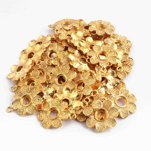 10 Pcs Beautiful Gold Flower  Charm Pendant- 24k Matte Gold Plated Pendant - 26mmx22mm GPC1387 - Tucson Beads