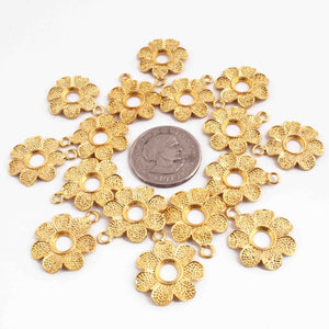 10 Pcs Beautiful Gold Flower  Charm Pendant- 24k Matte Gold Plated Pendant - 26mmx22mm GPC1387 - Tucson Beads