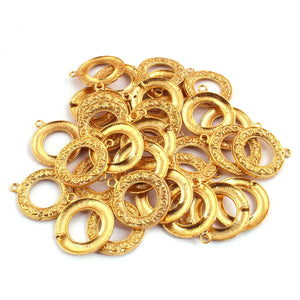 10 Pcs Beautiful Gold  Designer Round  Charm Pendant- 24k Matte Gold Plated Round Pendant - 31mmx26mm GPC1384 - Tucson Beads