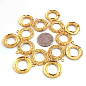 10 Pcs Beautiful Gold  Designer Round  Charm Pendant- 24k Matte Gold Plated Round Pendant - 31mmx26mm GPC1384 - Tucson Beads