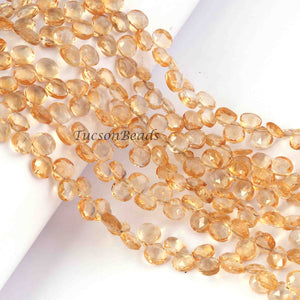 1 Strand Citrine Faceted Briolettes - Heart Shape Briolettes  6mm-7mm, 8 inches BR1267 - Tucson Beads