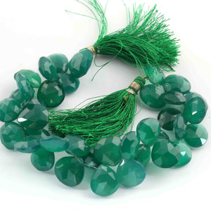 1 Strand Green Onyx Faceted Briolettes - Heart Shape , Jewelry Making Supplies -10mmx12mm-16mmx12 mm-8 Inches BR2524 - Tucson Beads