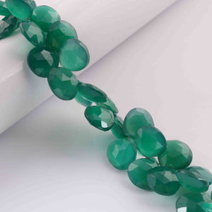 1 Strand Green Onyx Faceted Briolettes - Heart Shape , Jewelry Making Supplies -10mmx12mm-16mmx12 mm-8 Inches BR2524 - Tucson Beads