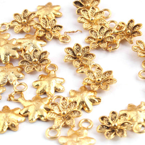 10 Pcs Beautiful Gold Flower Charm Pendant- 24k Matte Gold Plated Pendant - 18mmx12mm GPC1390 - Tucson Beads