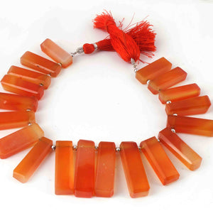 1 Strand Shaded Orange Chalcedony Faceted Rectangle Shape Briolettes - Jewelry Making Supplies - 34mmx9mm-27mmx9mm 9 Inch BR3245 - Tucson Beads