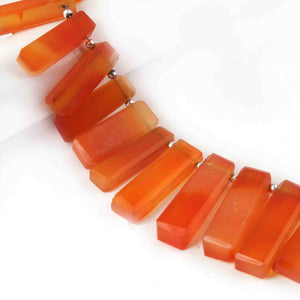 1 Strand Shaded Orange Chalcedony Faceted Rectangle Shape Briolettes - Jewelry Making Supplies - 34mmx9mm-27mmx9mm 9 Inch BR3245 - Tucson Beads