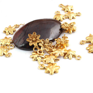 10 Pcs Beautiful Gold Flower Charm Pendant- 24k Matte Gold Plated Pendant - 18mmx12mm GPC1390 - Tucson Beads