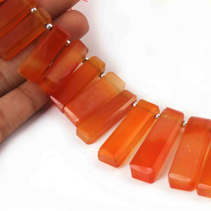 1 Strand Shaded Orange Chalcedony Faceted Rectangle Shape Briolettes - Jewelry Making Supplies - 34mmx9mm-27mmx9mm 9 Inch BR3245 - Tucson Beads