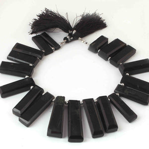 1 Strand Black Onyx  Faceted Rectangle Shape Briolettes - Jewelry Making Supplies - 38mmx12mm-20mmx11mm 9 Inch BR3261 - Tucson Beads