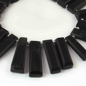 1 Strand Black Onyx  Faceted Rectangle Shape Briolettes - Jewelry Making Supplies - 38mmx12mm-20mmx11mm 9 Inch BR3261 - Tucson Beads