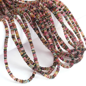 1 Strand Beautiful Multi Tourmaline Heishi Wheel Briolettes- Faceted Gemstone Rondelles Beads- 4mm-5mm -16 Inches BR03085 - Tucson Beads