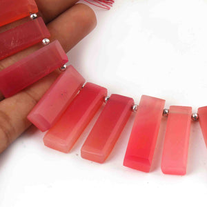 1 Strand Shaded Pink Chalcedony  Faceted Rectangle Shape Briolettes - Jewelry Making Supplies - 35mmx9mm-20mmx8mm 9 Inch BR3239 - Tucson Beads