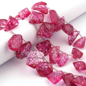 1 Long Strand Pink Crystal Faceted Briolettes -Fancy Shape  Briolettes 28mmx26mm-13mm -7.5 Inches BR0262 - Tucson Beads