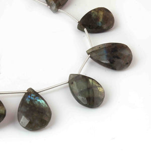 1 Strand Natural Labradorite Faceted Pear Shape Briolettes - Jewelry Making Supplies - 23mmx15mm-18mmx12mm 9 Inch BR3242 - Tucson Beads