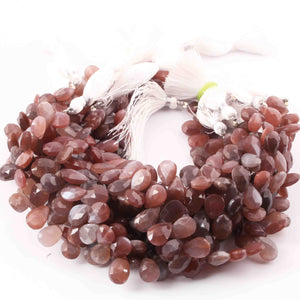 1 Strand Chocolate Moonstone Faceted Pear Briolettes -Pear Shape Briolettes -8mmx5mmx9mmx5mm - 8 Inches BR01128 - Tucson Beads