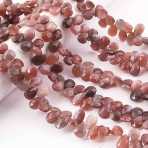 1 Strand Chocolate Moonstone Faceted Pear Briolettes -Pear Shape Briolettes -8mmx5mmx9mmx5mm - 8 Inches BR01128 - Tucson Beads