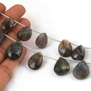 1 Strand Natural Labradorite Faceted Pear Shape Briolettes - Jewelry Making Supplies - 23mmx15mm-18mmx12mm 9 Inch BR3242 - Tucson Beads