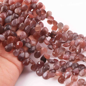 1 Strand Chocolate Moonstone Faceted Pear Briolettes -Pear Shape Briolettes -8mmx5mmx9mmx5mm - 8 Inches BR01128 - Tucson Beads