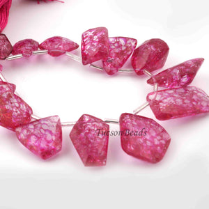 1 Long Strand Pink Crystal Faceted Briolettes-Fancy Shape  Briolettes 31mmx25mm-10mmx11mm -8 Inches BR0263 - Tucson Beads