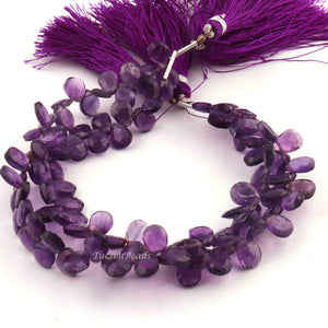 1 Long Strand Amethyst Faceted Briolettes - Pear Shape Briolettes -8mmx7mm- 7 Inches BR3148 - Tucson Beads