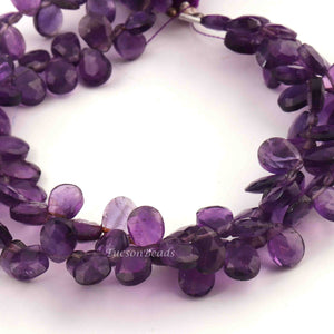 1 Long Strand Amethyst Faceted Briolettes - Pear Shape Briolettes -8mmx7mm- 7 Inches BR3148 - Tucson Beads