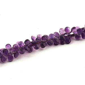 1 Long Strand Amethyst Faceted Briolettes - Pear Shape Briolettes -8mmx7mm- 7 Inches BR3148 - Tucson Beads