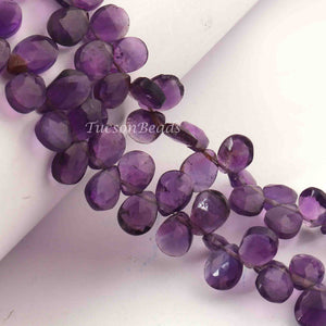 1 Long Strand Amethyst Faceted Briolettes - Pear Shape Briolettes -8mmx7mm- 7 Inches BR3148 - Tucson Beads